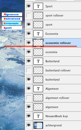 de knoppen in het lagenmenu