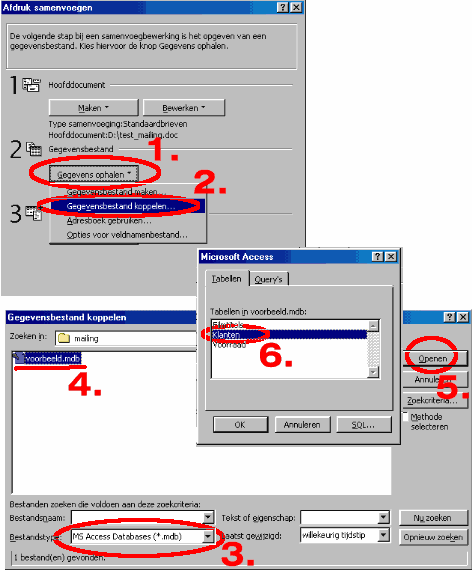 een database uitzoeken, die gekoppeld wordt.
